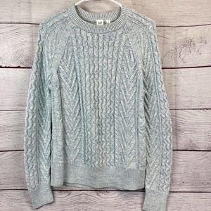 GAP Chunky Knit Marled Light Blue crew neck Sweater size M